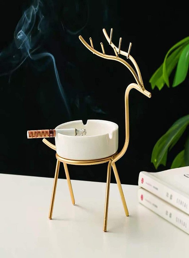 CORAL TREE fancy Ceramic and metal frame Ash tray for smoking use for home office hotel and restaurant (1 Piece Deer style) - Image 2